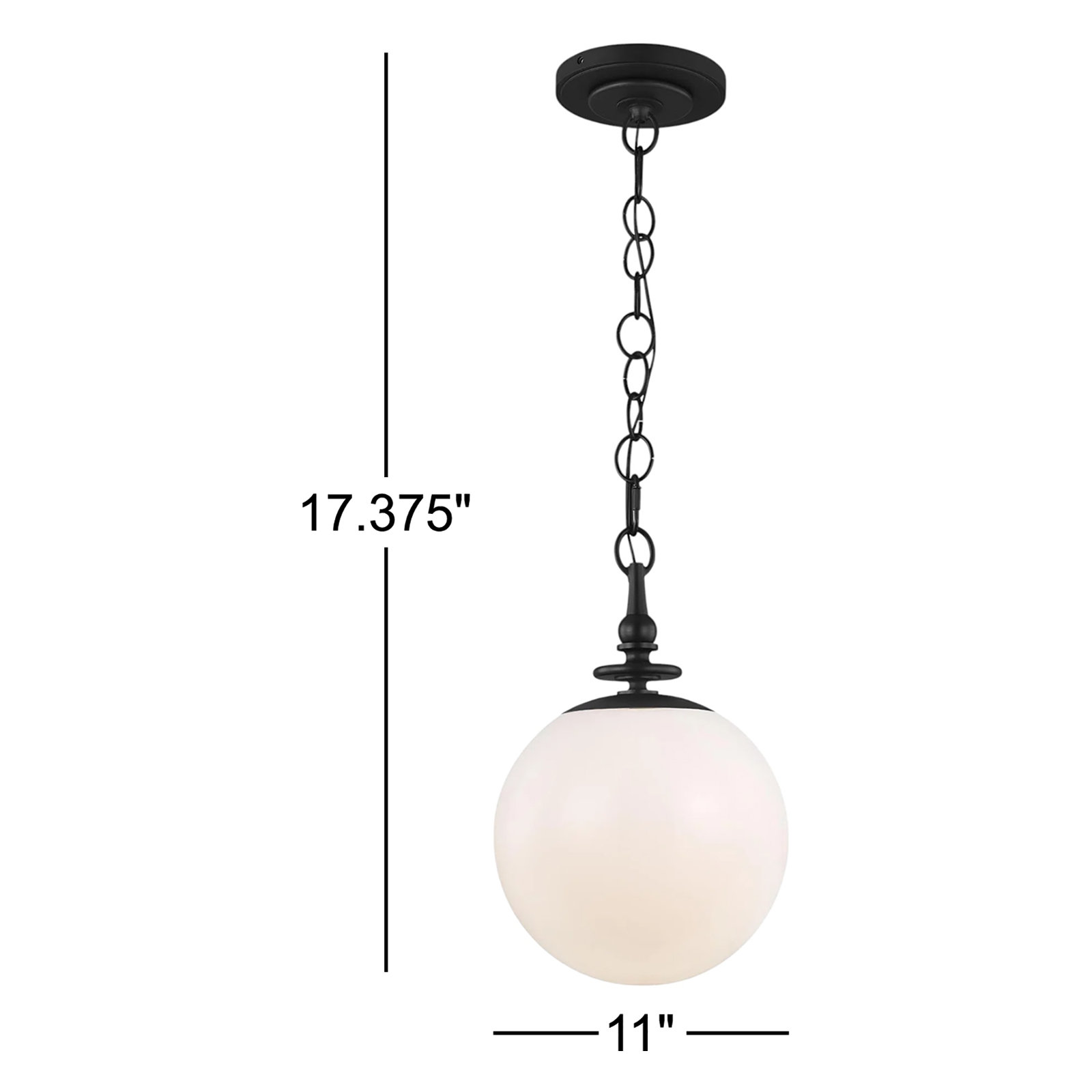 Renatet Single Globe Pendant by Thomas O'Brien, Aged Iron, 17.375" H x 11" W x 11" D