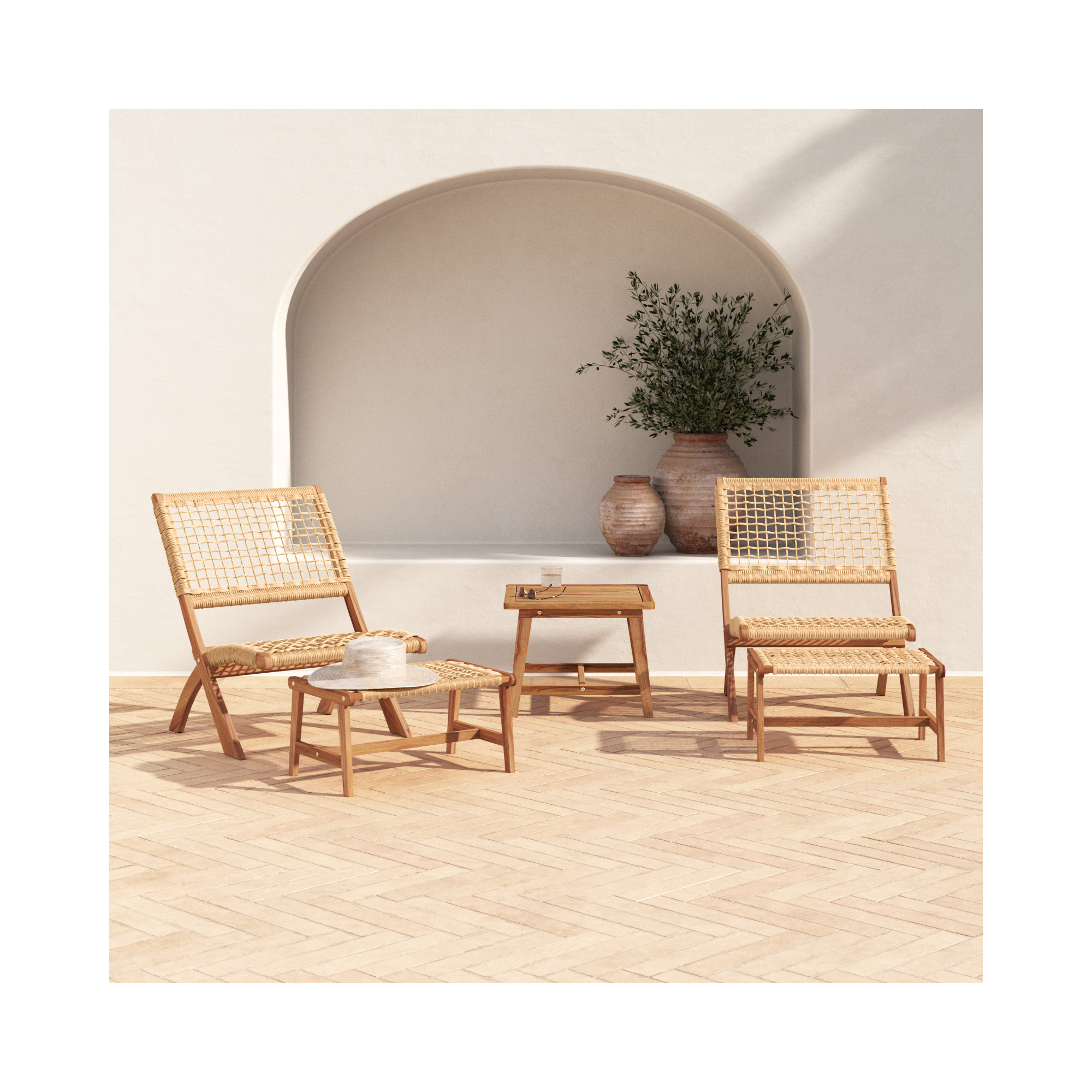 Armida Acacia 5 Piece Seating Group, Natural