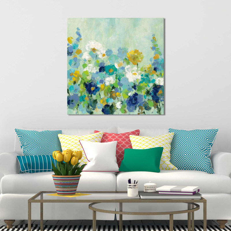 «Midsummer Garden White Flowers», reproduction de peinture acrylique sur toile, H 27,5 po x l 27,5 po x P 2 po