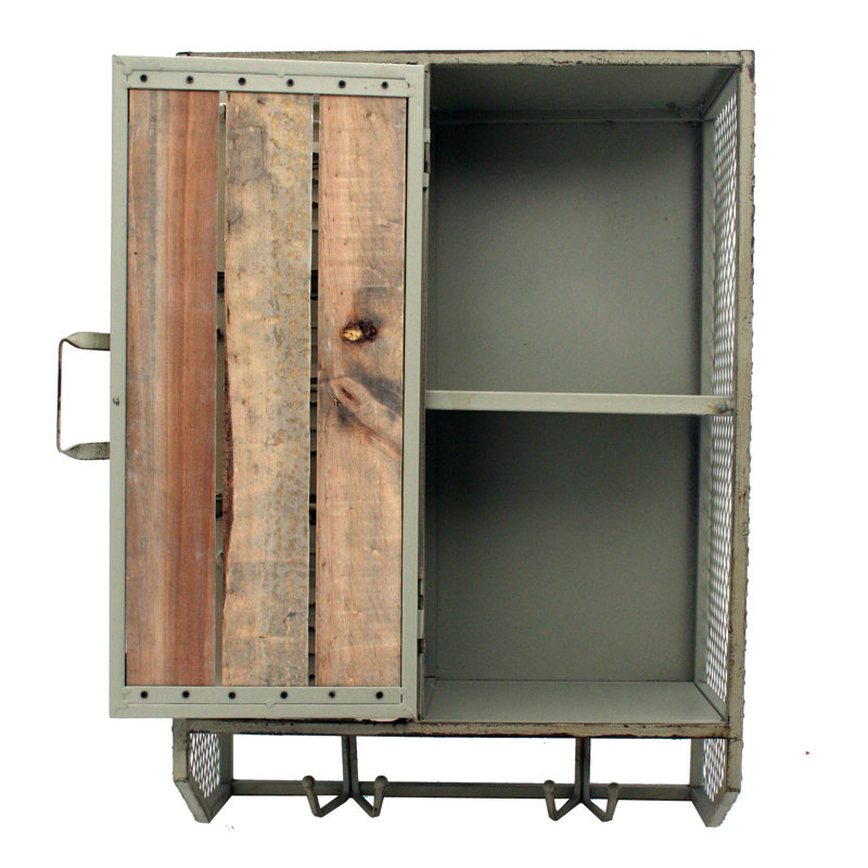 Metal Wall Organizer with Key Hooks