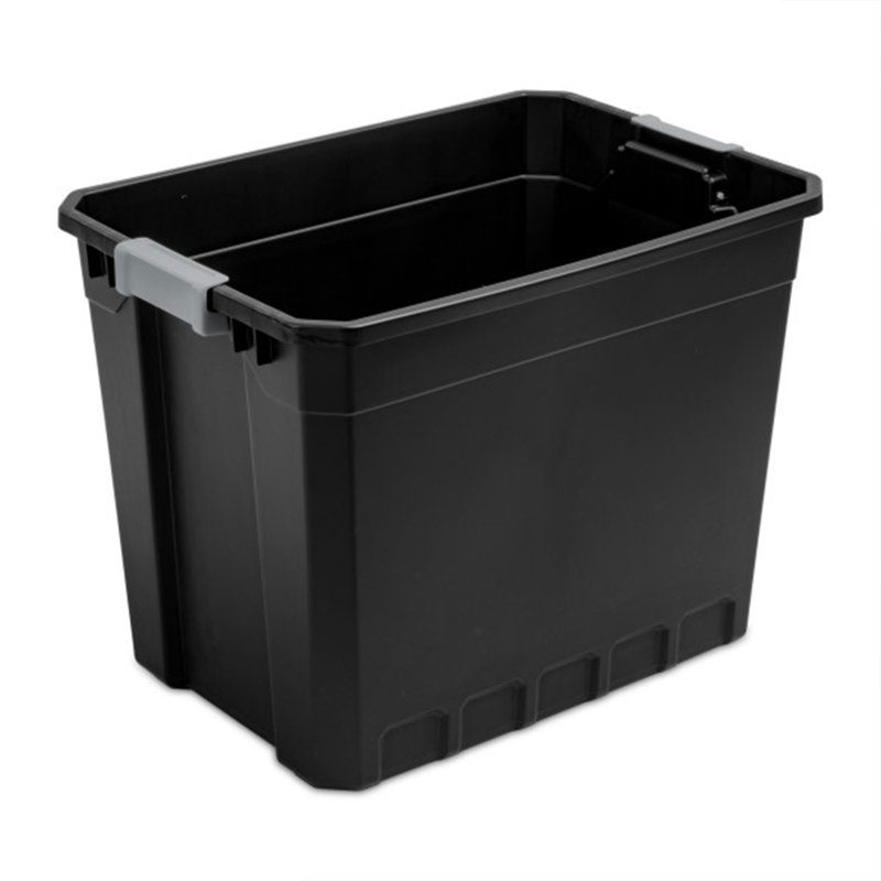 Sterilite Rugged Industrial Stackable Storage Tote w/ Lid, Black