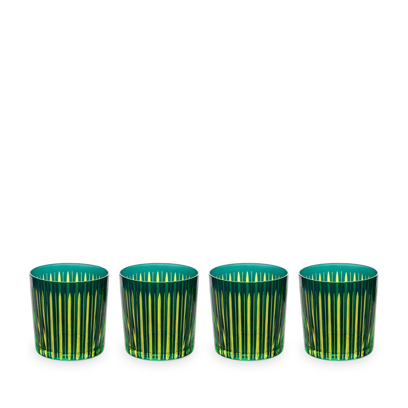 Prism Double Old Fashioned Glasses, Green, 13 oz.