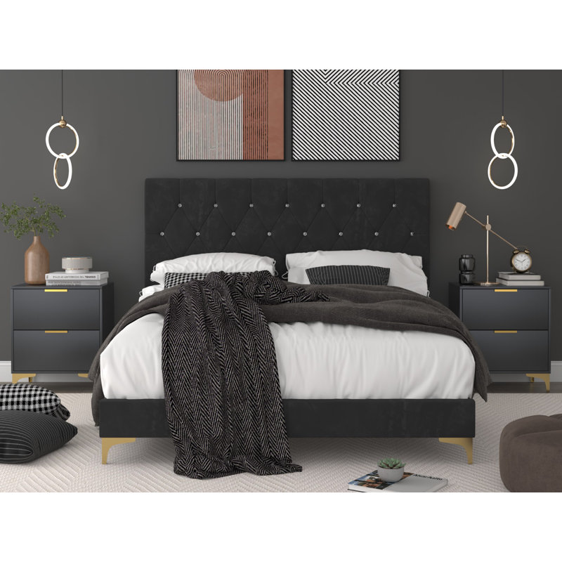 Ensemble de chambre à coucher standard 3 pièces Ossabaw, Double, Noir