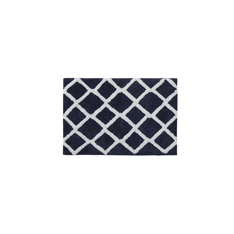 Reversible High Pile Tufted Microfiber Bath Rug, Navy, Single - 34" L x 21" W