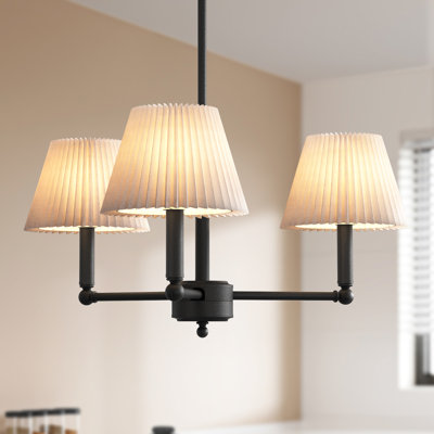 Lustre l 3 lumières avec abat-jour en lin blanc Costa