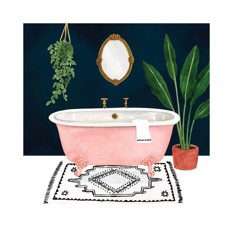«Boho Bath II» par Victoria Borges - impression d'art graphique, H 18 po x l 18 po x 1,5 po, Toile tendue