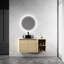 Meuble-lavabo mural de 42 po avec lavabo d'art en céramique, 1 tablette de rangement et 45 poignées cachées Fonctionnalité unique 2 portes à fermeture douce, matériau d'eau idéal pour les salles de bain humides-131262762