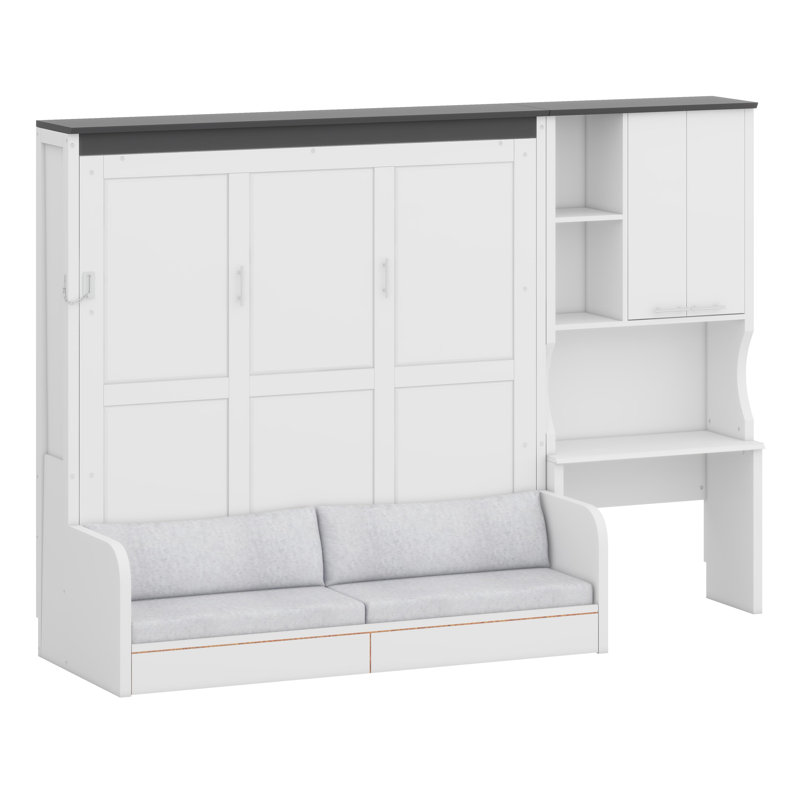 Système de lit escamotable convertible avec coin salon, bureau d'écriture et armoire de rangement - conception pliable intelligente pour les petits espaces