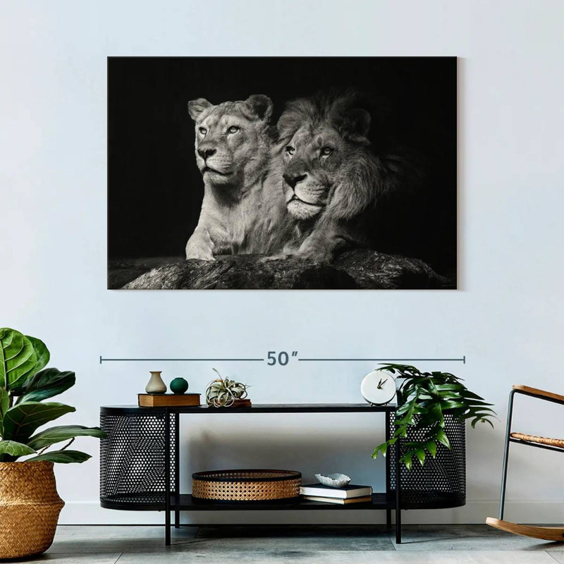Lion And Lioness Mates Canvas Print, 48" H x 32" W x 1.25" D