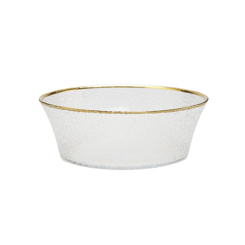 Jante surélevée en verre caillou avec bordure dorée 6 po