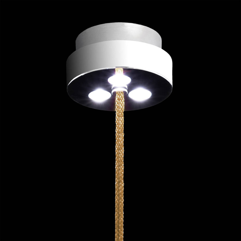 Addesion 1 - Light LED Pendant, Polished Chrome/Black Rope