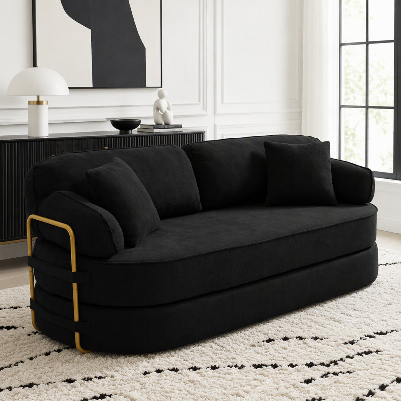 Canapé-lit convertible 78,3 po sans assemblage pour futon avec dossier amovible, Noir