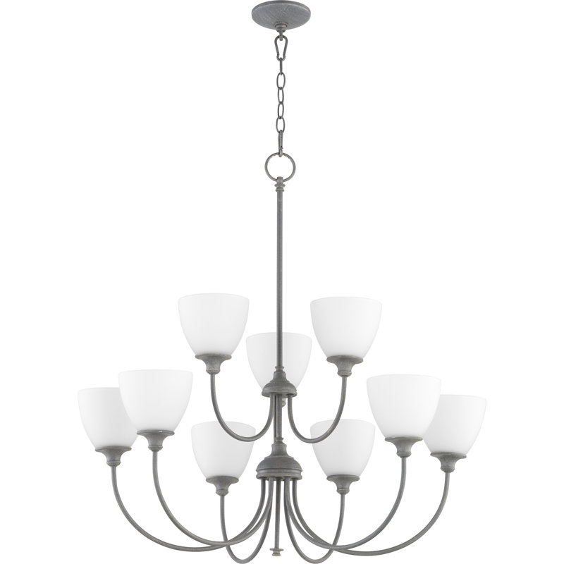 Lustre à niveaux ombrés 9 lumières Dian, Zinc