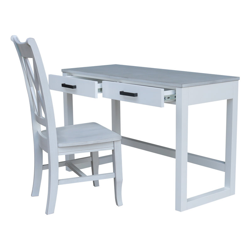 Ensemble de bureau et de chaises en bois massif Shanav