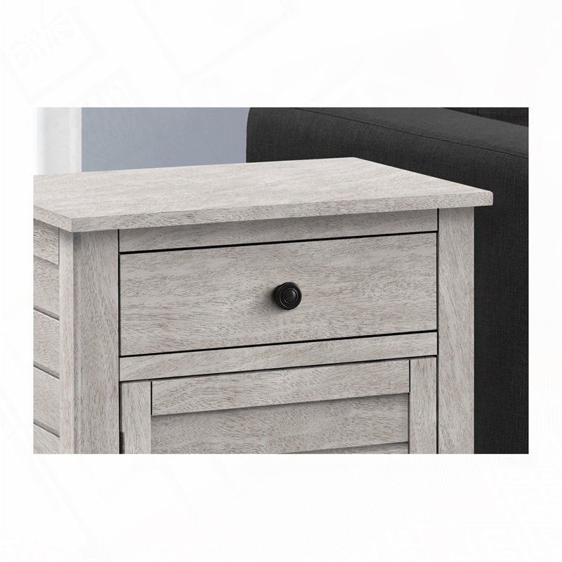 Wood Storage Nightstand, Gray Wash