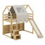 Lit mezzanine avec structure en forme de maison et tente-107262533-107262534