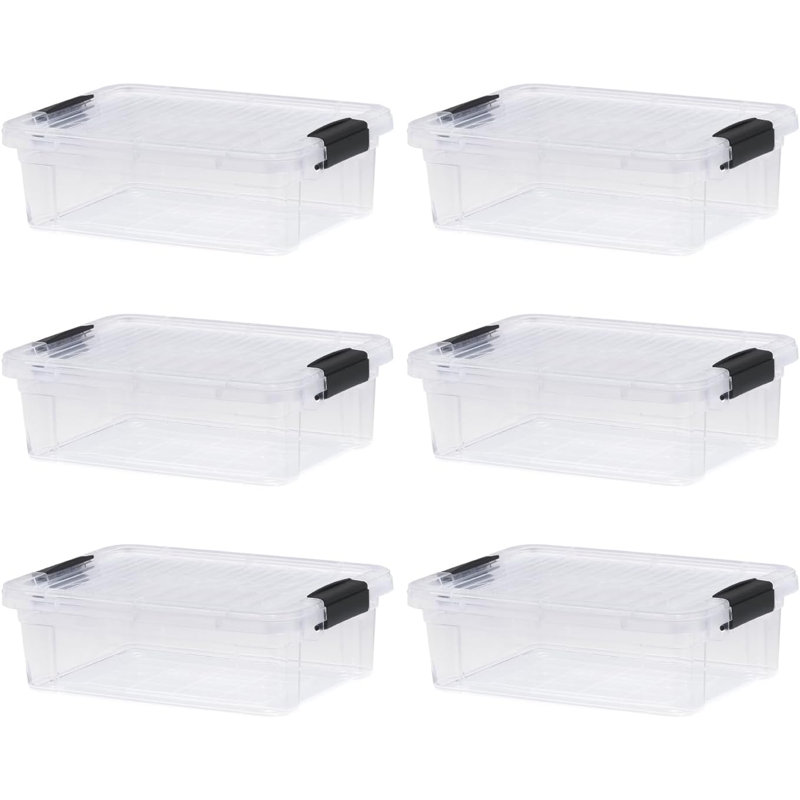 Latitude Run® Clear Storage Bins with Lids, 6 Pack- Plastic Storage Boxes for Home- 4.5 Quart, 6,6 pte