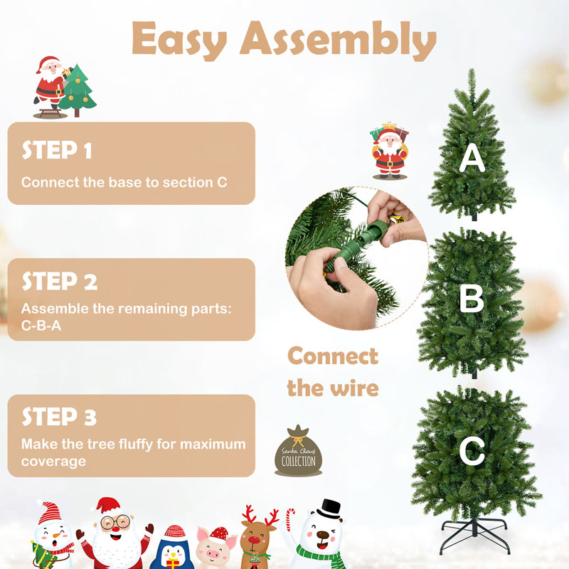 7.5' Artificial Pine Christmas Tree with Color & Clear Lights