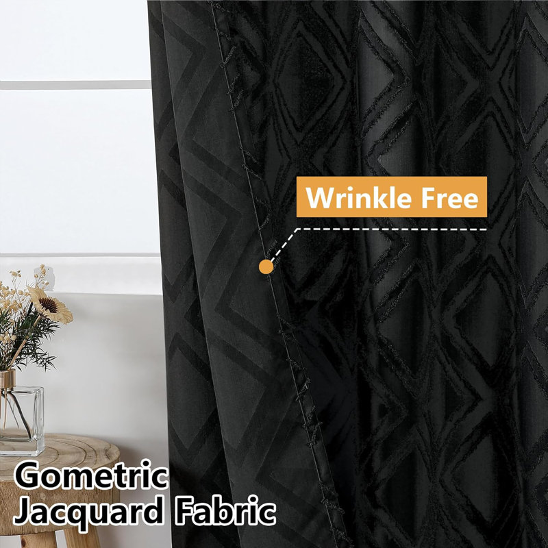 Ensemble de rideau de douche Jacquard, Noir