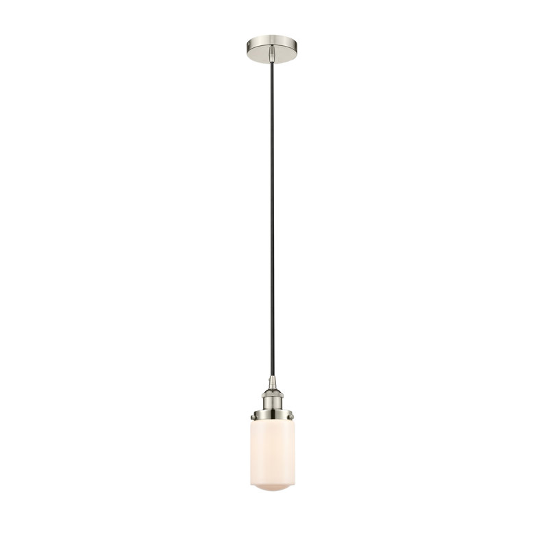 Luminaire suspendu cylindrique à 1 lumière Saroyan, Blanc mat, Nickel poli