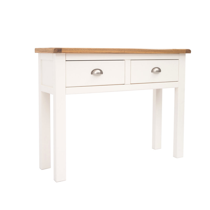 Gerald 100cm Console Table, White/ Brushed Nickel