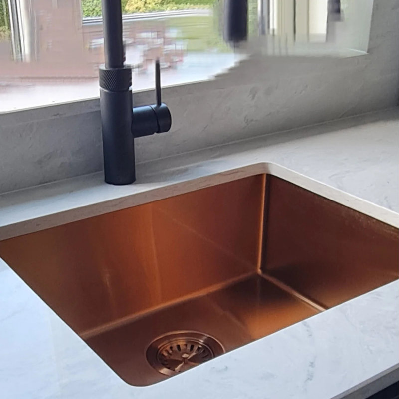 27" L Undermount 16-Gauge Stainless Steel Single Bowl Kitchen Sink, Rose Gold
