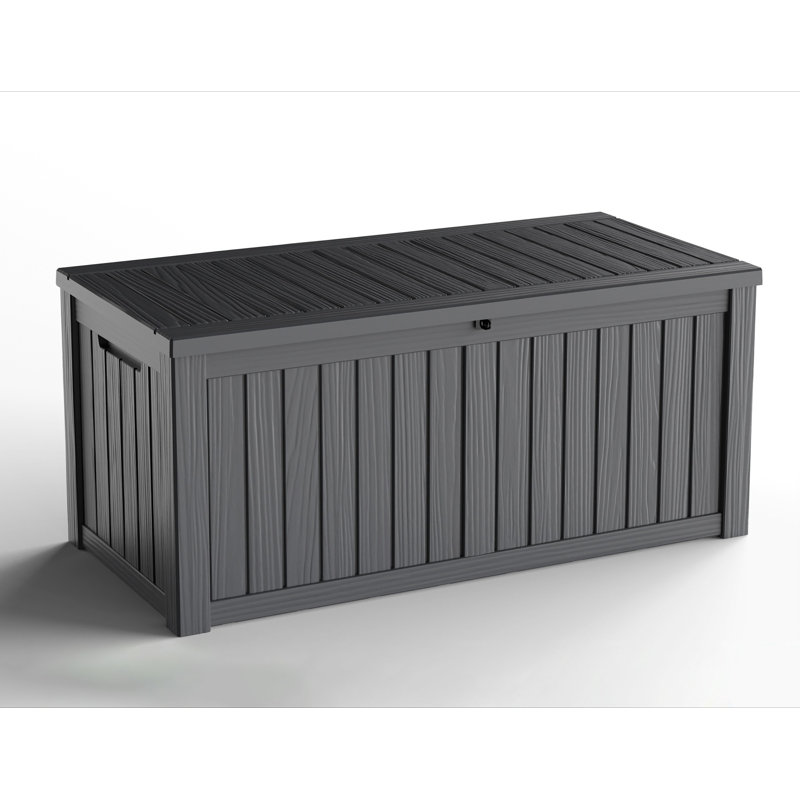 54.27"w 120 Gallon Water Resistant Resin Lockable Deck Box(Black), Black
