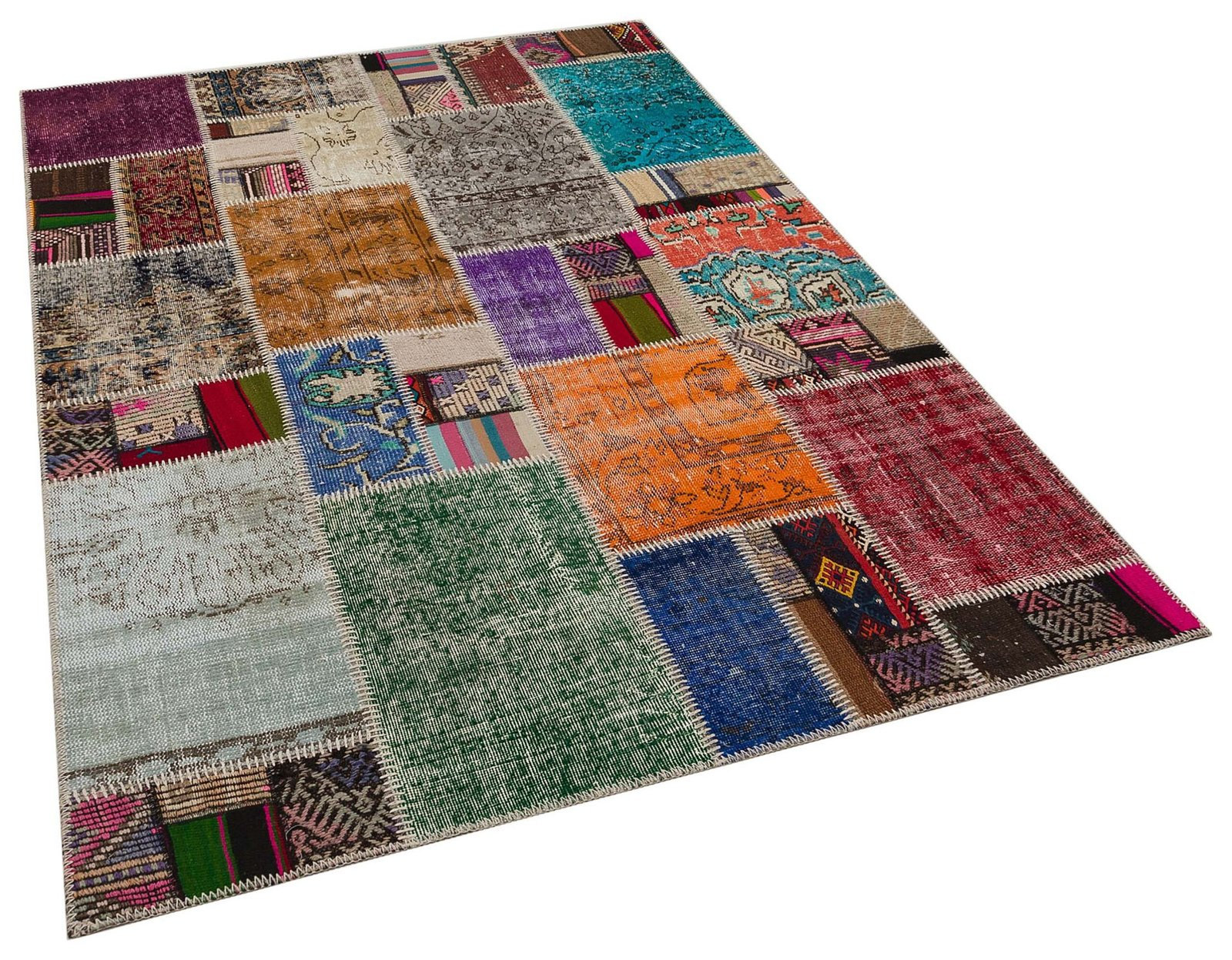 Isabelline Beige Patchwork Wool Handmade Area Rug | Wayfair