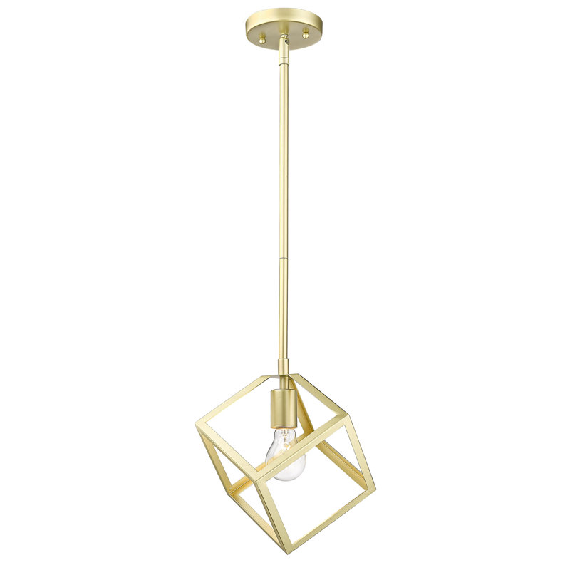 Calliope 1-Light Dimmable Steel Geometric Open Cage Pendant with Adjustable Height, Olympic Gold