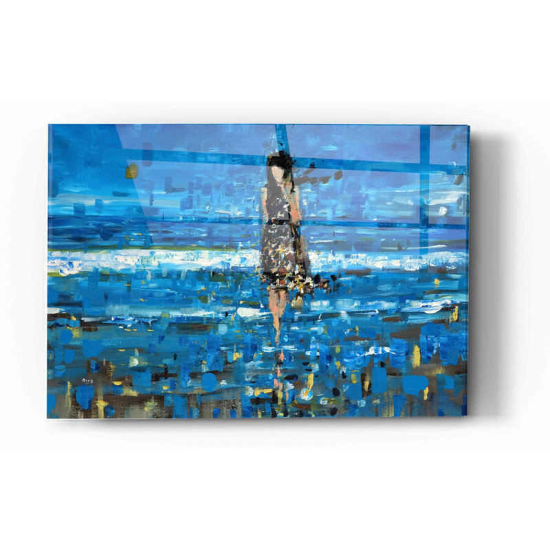 «The Sea» par Oscar Alvarez Pardo, art mural en verre acrylique, H 16 po x l 24 po x P 0,12 po