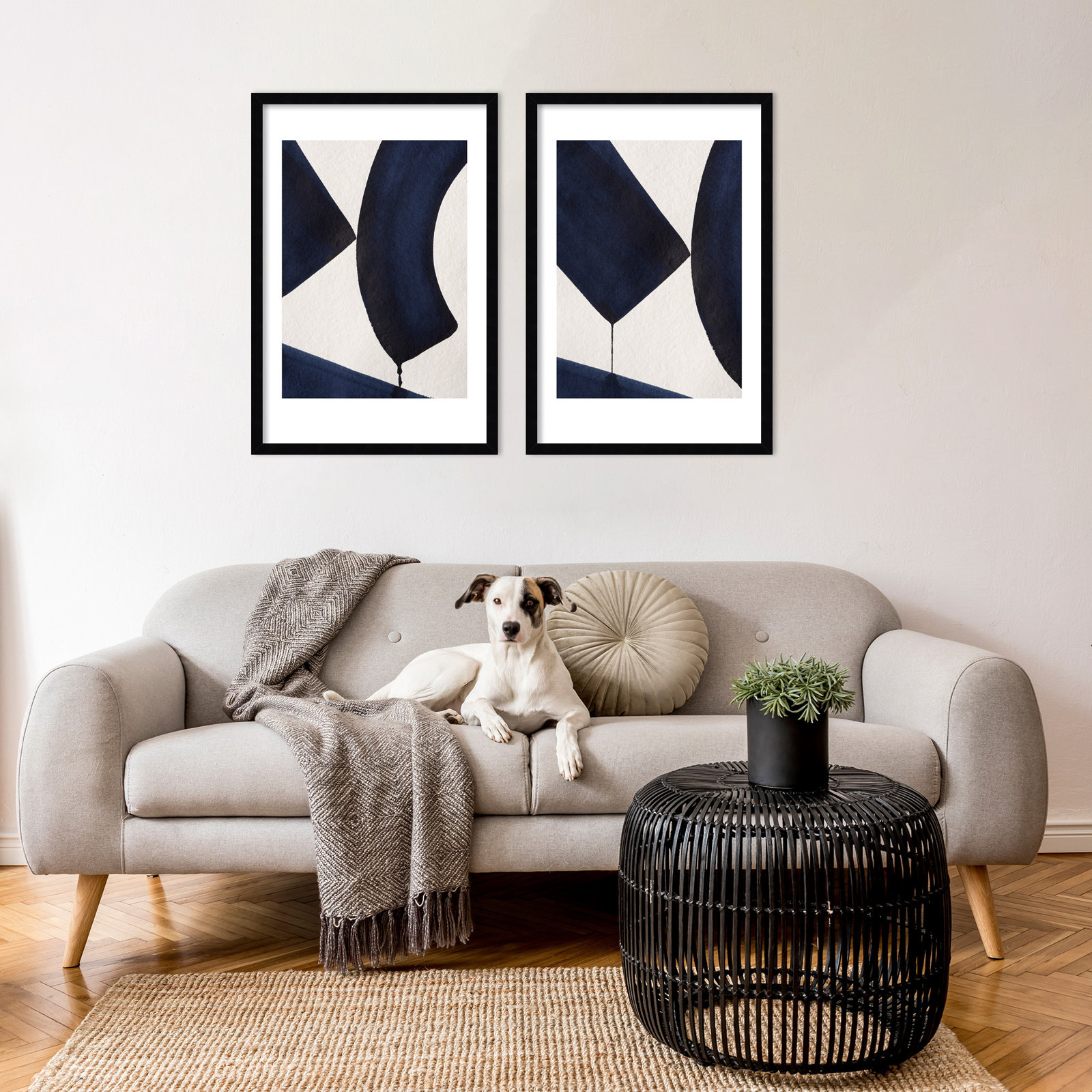 Fluid Motion 2 Duo 2-Piece Print Set, Black, 25.65" H x 37" W x 0.88" D