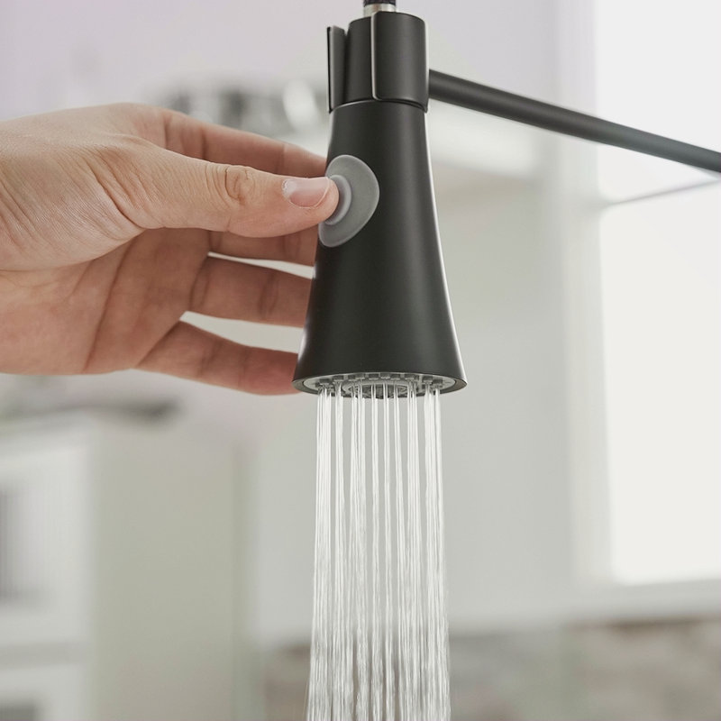 Commercial Black Kitchen Faucet With Pull Out Sprayer, Single Handle Single Lever Kitchen Sink Faucet