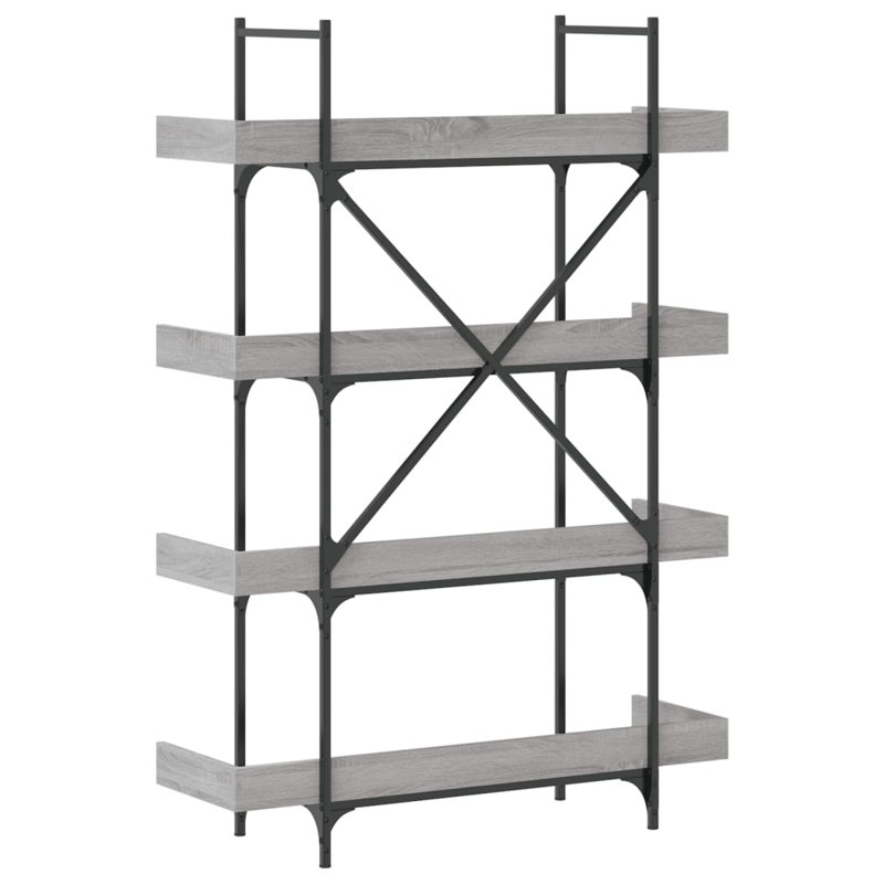 Sandre 100cm W Metal Bookcase, (4 Shelves) 145.5cm H x 100cm W x 33cm D, Grey Sonoma