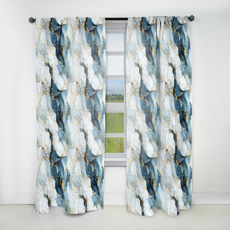 Gold Timeless Marble Classic Delights - Rideau obscurcissant en marbre abstrait - 1 panneaux, L 52 po x L 90 po