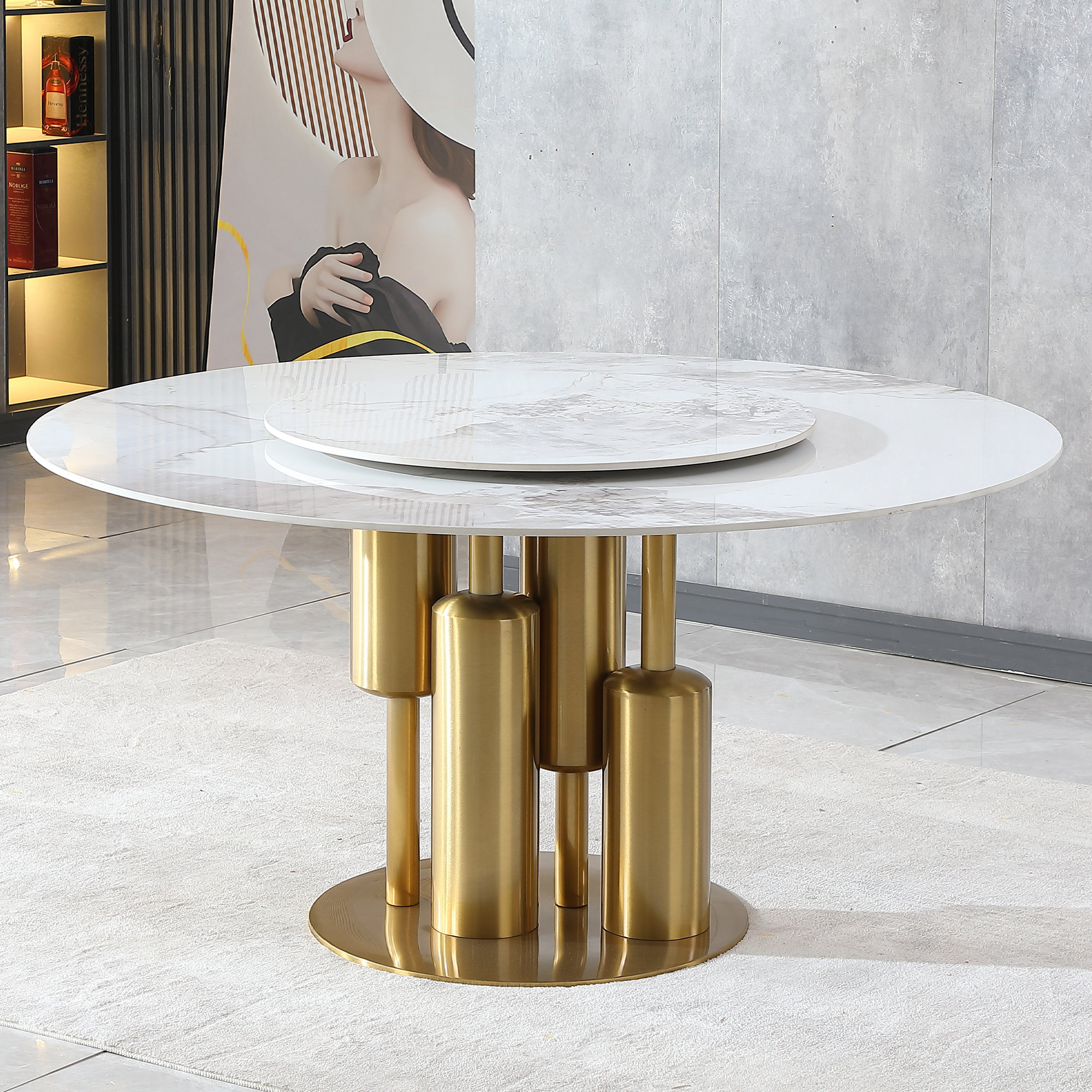 Everly Quinn 53" Round Modern Marble Dining Table - Wayfair Canada