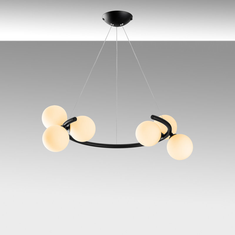 Lustre réglable élégant, structure en métal noir, 21,7 po x 19,7 po x 45,3 po | 6 x douilles G9 Max 8W (ampoules non incluses) | Parfait pour le salon, la salle à manger et le vestibule | Certifié IP20, hauteur réglable de 35 à 45,3 pouces