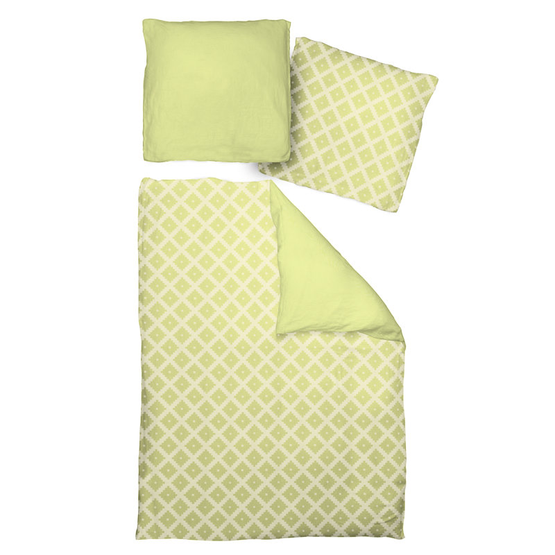 Esteban Geometric Shapes Duvet Cover Set with Pillowcases Included, Green, 135 x 220 cm - 1 Pillowcase (80 x 80 cm)