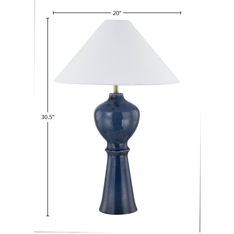 Lampe de table 30,5 "avec abat-jour en lin Ifeyinwa, bleu foncé