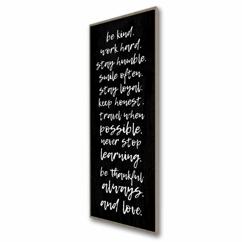 Toile encadrée «Be Kind Work Hard Stay Humble» | Décoration intérieure, H 61,25 po x l 21,25 po