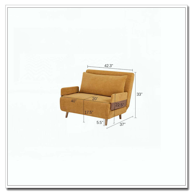 Fauteuil d'appoint rembourré convertible, Jaune moutarde