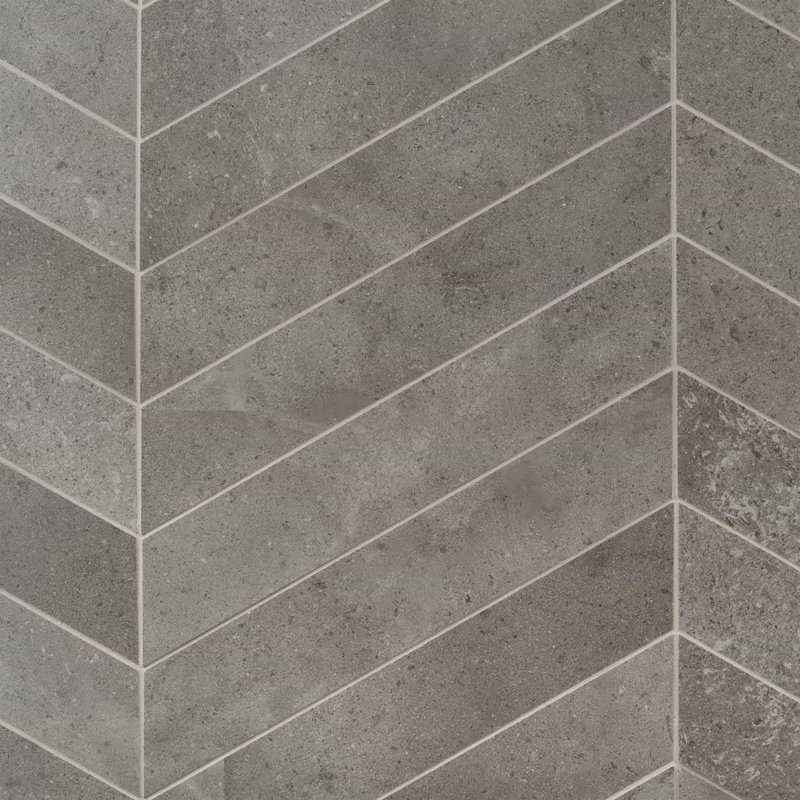 New Rock 4x21 Chevron Matte Porcelain Tile, Fossil Dark Gray