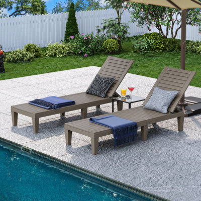 Alizay 74" Long Outdoor Resin Reclining Chaise Lounge