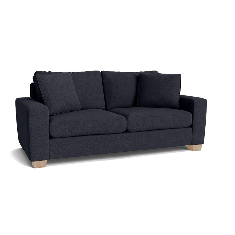 Canapé à accoudoirs carrés 79 po avec coussins réversibles Anastase, Inachevé, Bleu marine Entice
