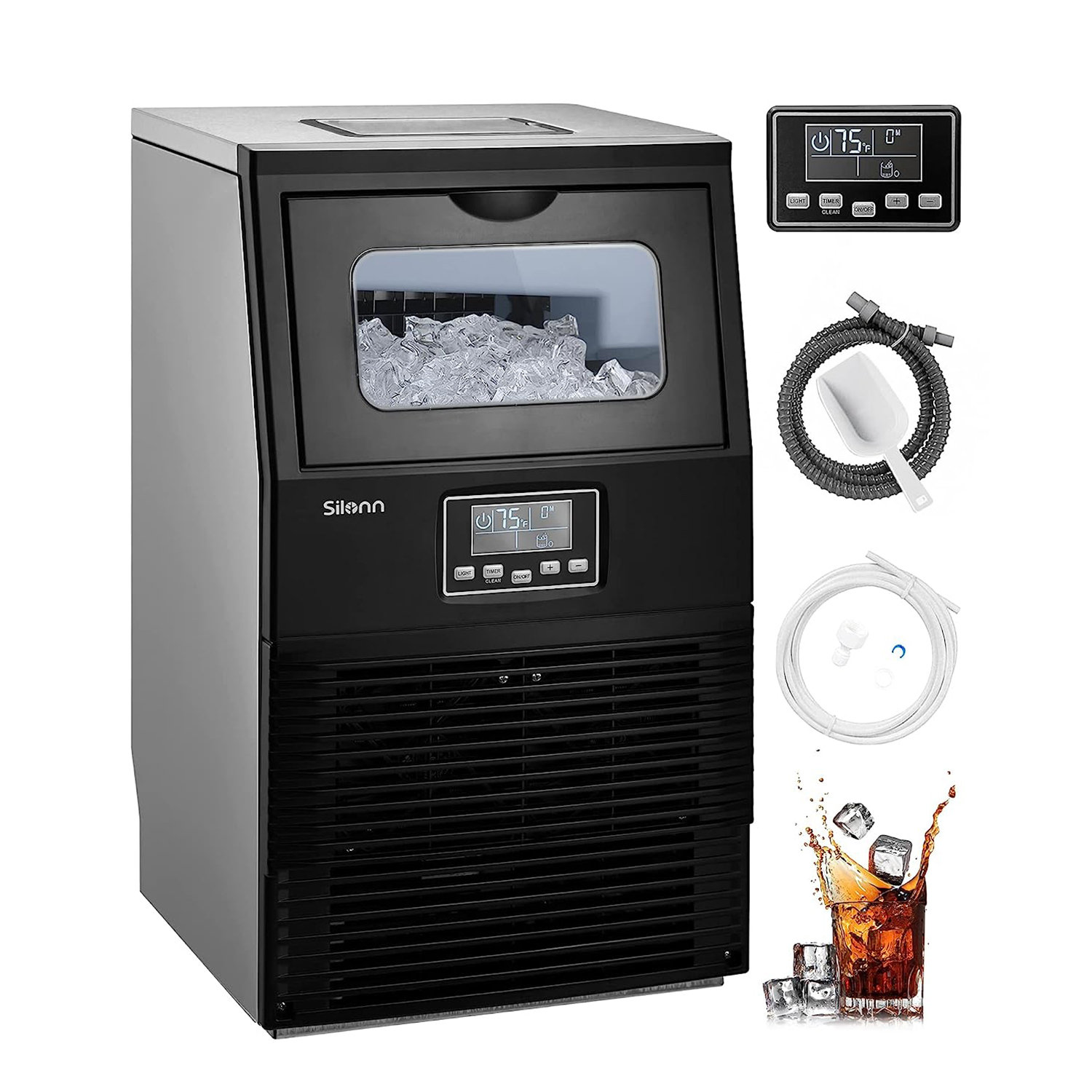 Oylus 70 Lb. Daily Production Cube Clear Ice Freestanding Ice