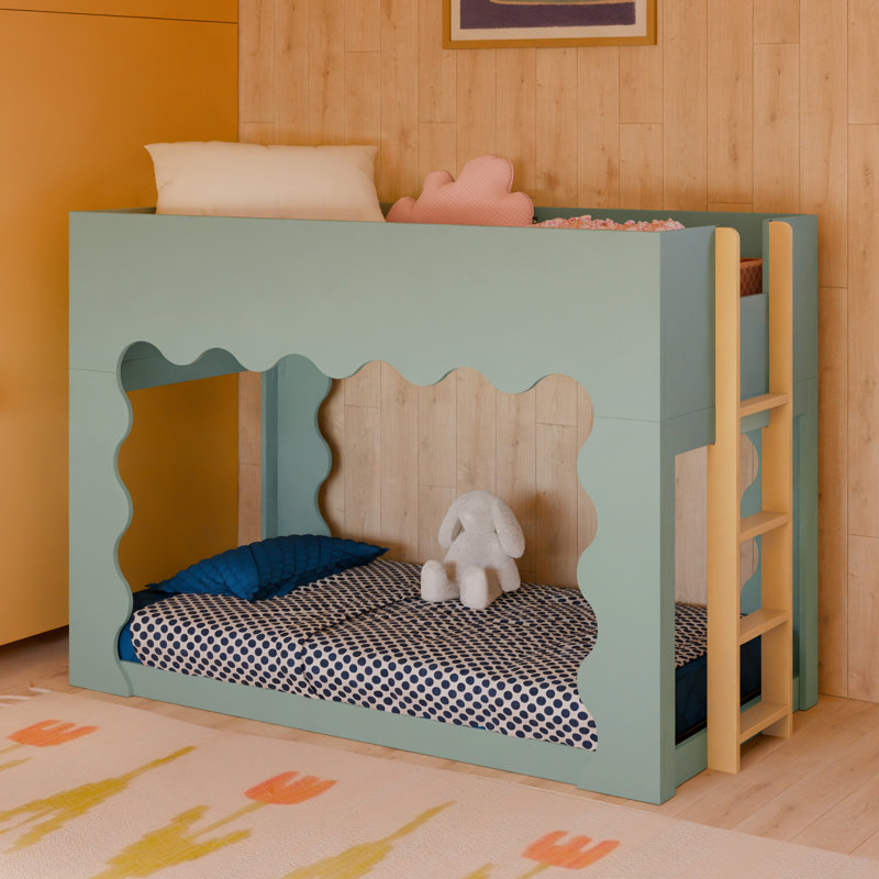 Lido Wave Convertible Low Loft Twin Bed, Light Sage/Honey