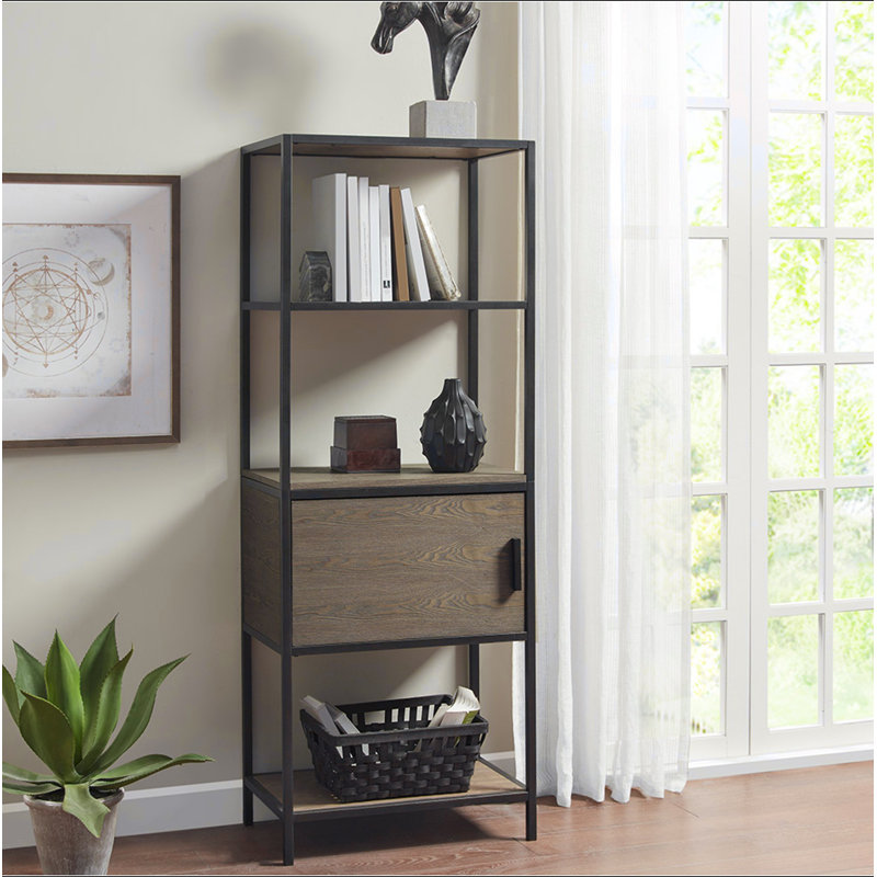 Bibliothèque à 3 tablettes avec armoire de rangement