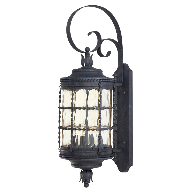 Puccio Wall Light, Spanish Iron Textured Black Powder Coat, 60 Watt
