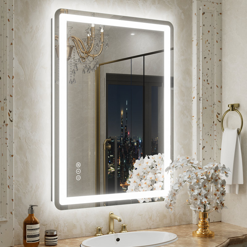 Aevar UL Certified Front & Back LED Anti-Fog Tempered Glass Bathroom/Vanity Mirror with 3-Year Warranty, 28" x 20"