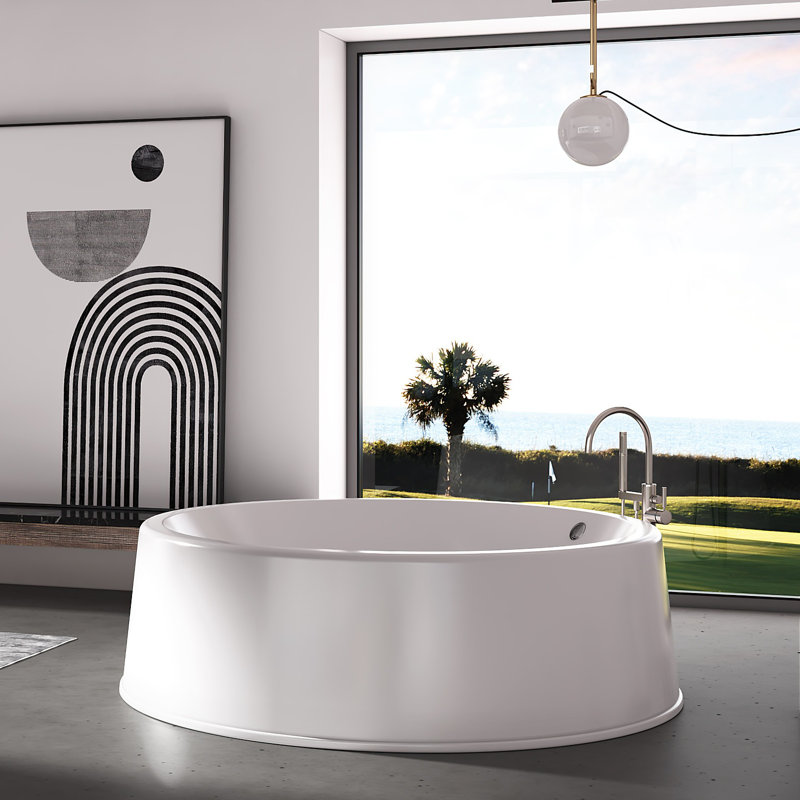 Addis 60" x 60" Freestanding Whirlpool Acrylic Bathtub, White