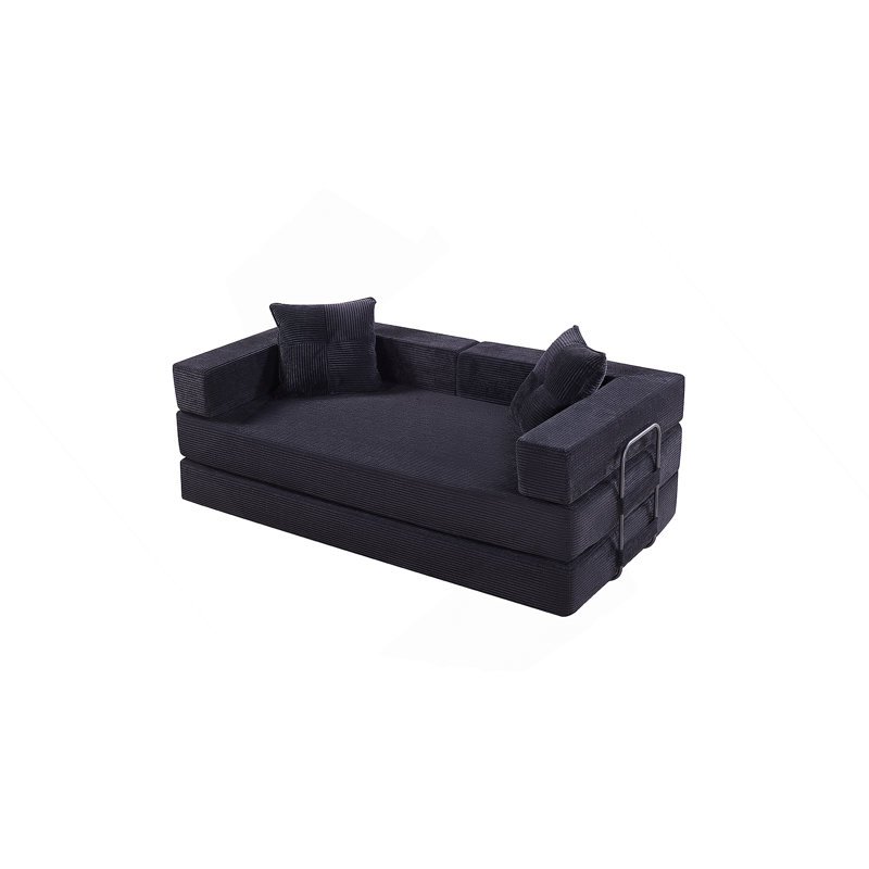 Canapé-lit Boneless Sleeper avec coussin carré, canapé pliant pour le salon et la chambre à coucher, Noir